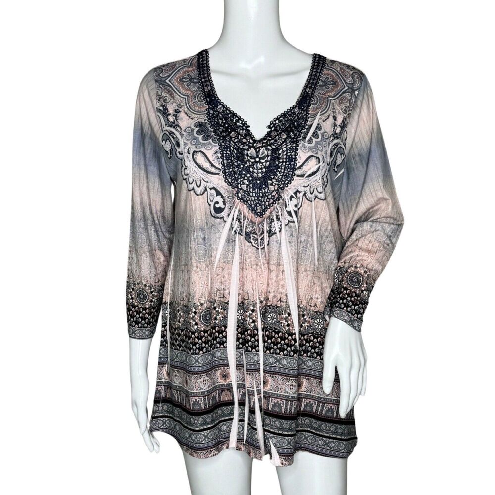Live and Let Live Shirt Womens Large Pink Sublimation Colorful Art Boho Bohemian